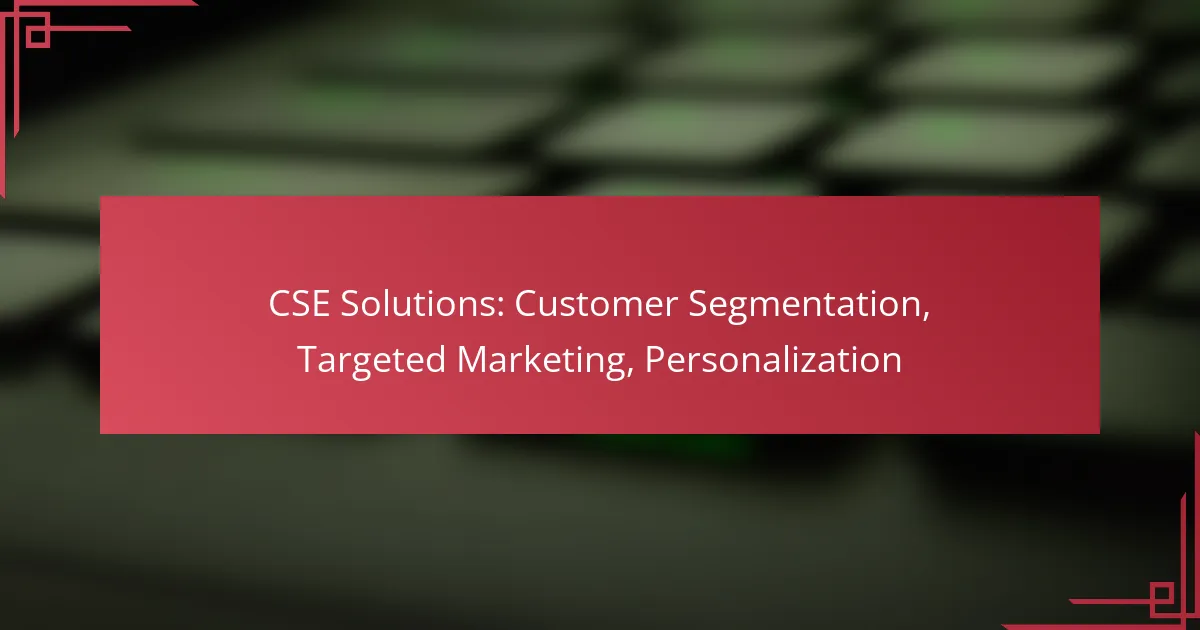 CSE Solutions: Customer Segmentation, Targeted Marketing, Personalization
