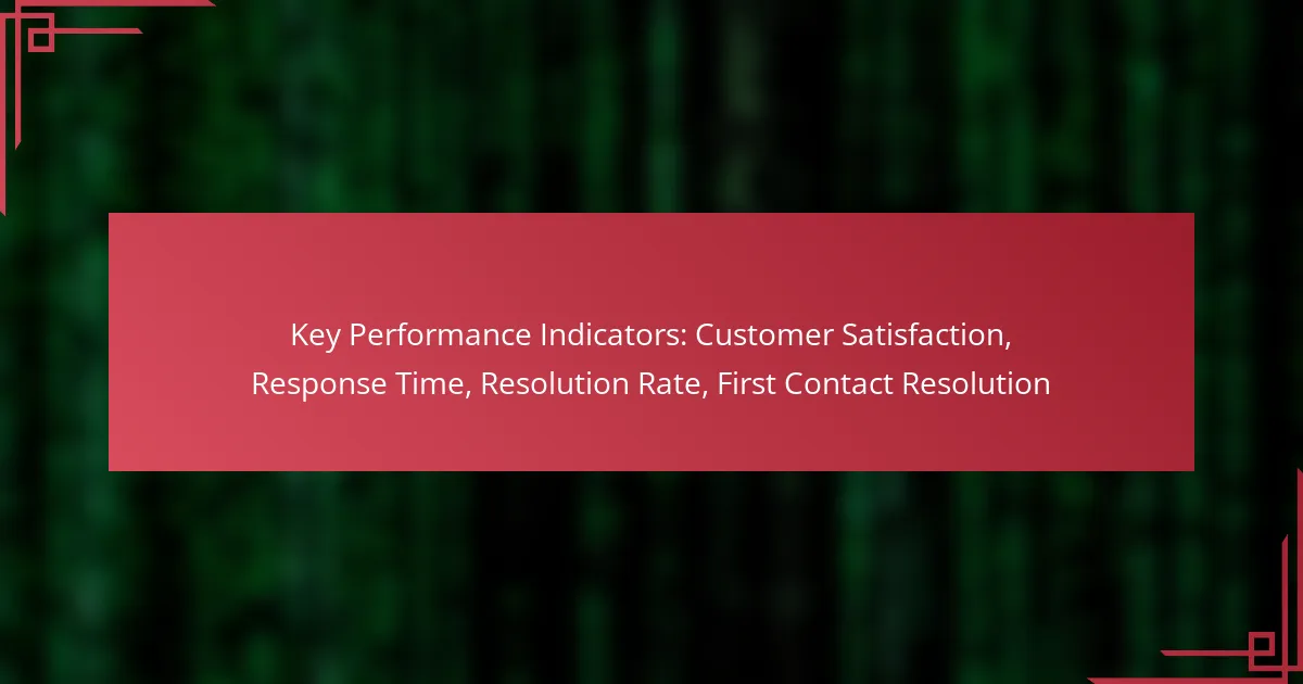 Key Performance Indicators: Customer Satisfaction, Response Time, Resolution Rate, First Contact Resolution