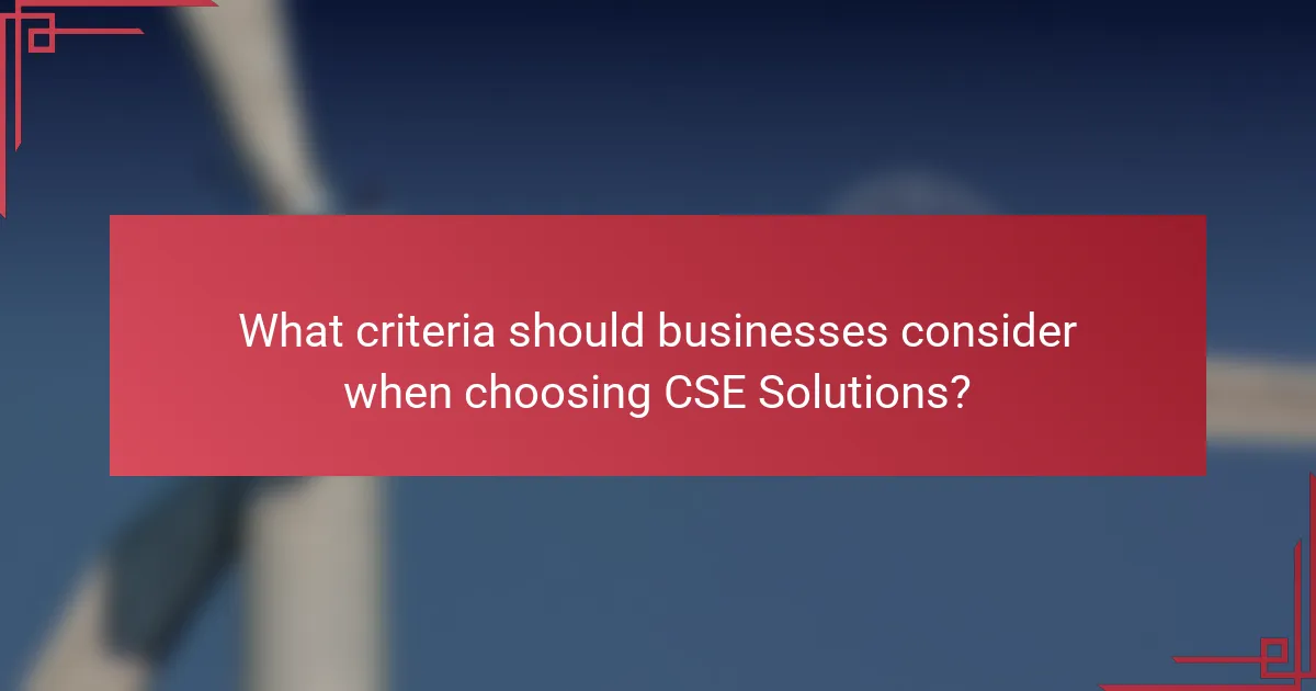 What criteria should businesses consider when choosing CSE Solutions?