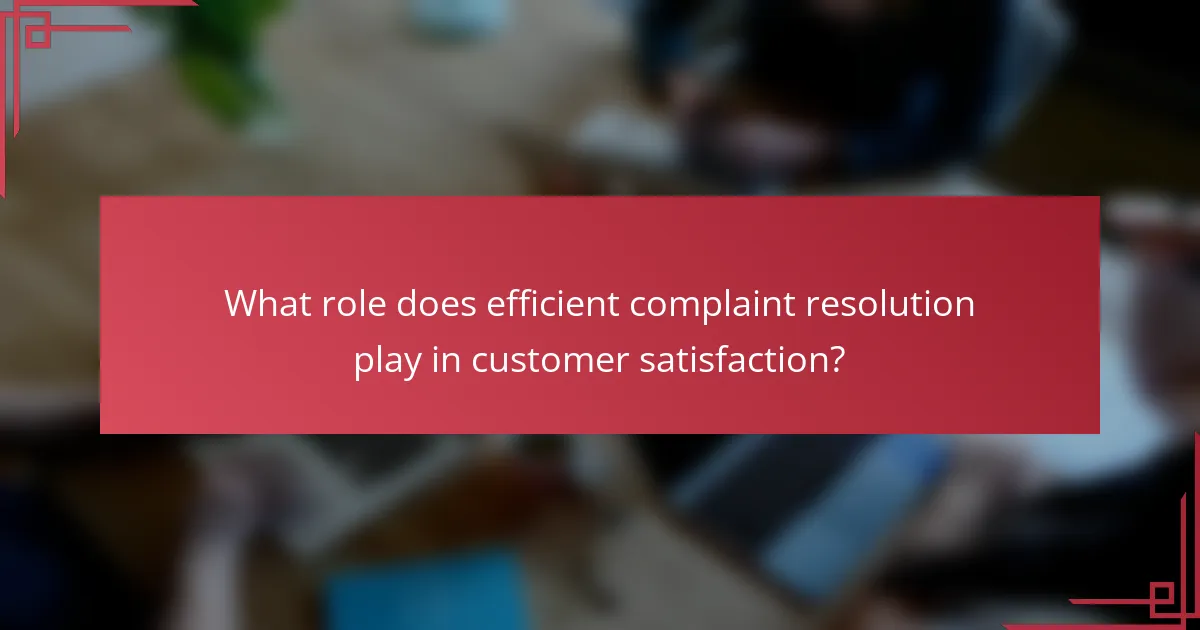 What role does efficient complaint resolution play in customer satisfaction?